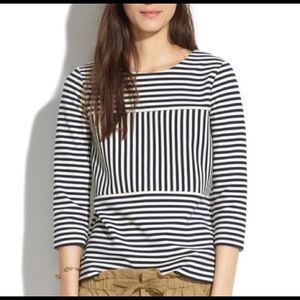 Madewell Navy & White Striped Top (size L)